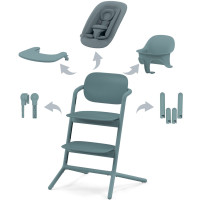 Chaise Haute bébé évolutive en bois LEMO "Stone Blue" 4-in-1