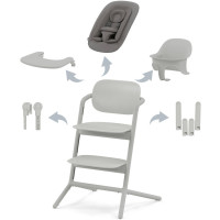 Chaise Haute bébé évolutive en bois LEMO "Suede Grey" 4-in-1 