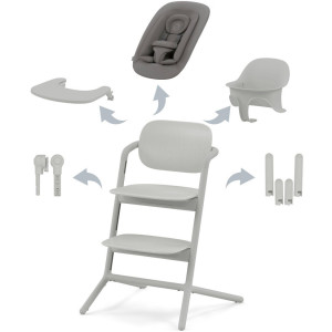 Chaise Haute bébé évolutive en bois LEMO 4-in-1 "Suede Grey" Cybex