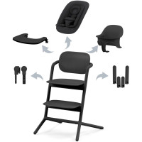 Chaise Haute bébé évolutive en bois LEMO "Stunning Black" 4-in-1 