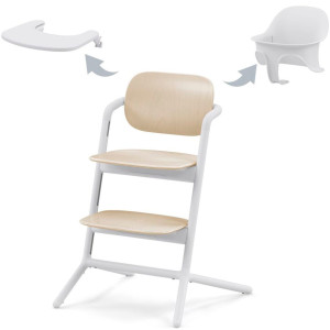  Chaise Haute bébé évolutive en bois LEMO 3-in-1 "Sand White" Cybex