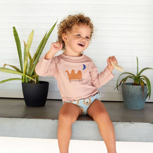 T-shirt bébé anti-UV manches longues "Chameau Rose" Lässig