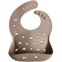 Bavoir à poche en silicone "Minouche Taupe" (6-36 mois)