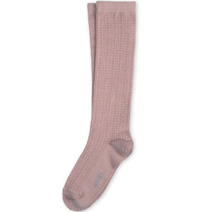 Chaussettes hautes fille en laine mérinos et maille ajourée Adèle "Vieux Rose" Collégien