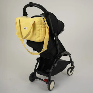 Sac à langer Middle en double gaze de coton "Jaune Izamal" Bebel
