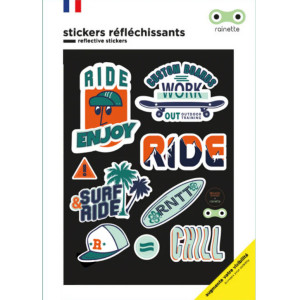 Stickers réflechissants pour vélo et accessoires "Ride" Rainette