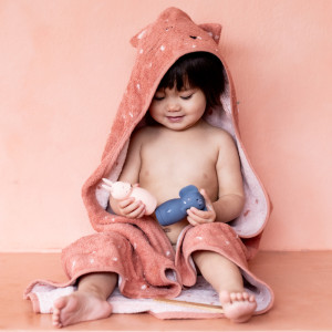 Cape de bain bébé fille en éponge de coton bio "Mr Cat" (0-3 ans) Trixie