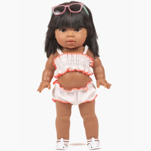 Maillot de bain 2 Pièces "Retro Blanc" pour poupon Gordis Minikane