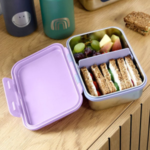 Boîte à goûter compartimentée en inox "Little Gang Coeur" Lässig