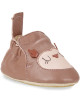 Chaussons bébé en cuir My Blublu "Hibou Vieux Rose"
