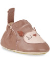 Chaussons bébé en cuir My Blublu "Hibou Vieux Rose"