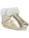 Chaussons bébé en cuir fourrés en peau de mouton lainée Foublu "Or"