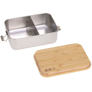 Boîte à goûter compartimentée en inox et bambou "Happy Prints" Lässig