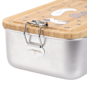 Boîte à goûter compartimentée en inox et bambou "Happy Prints" Lässig