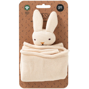 Doudou plat en tricot coton bio "Lapin" Fresk