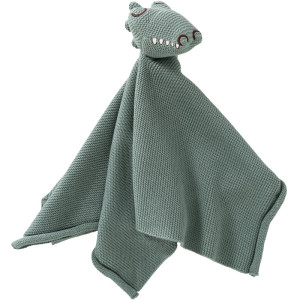 Doudou plat en tricot coton bio "Crocodile" Fresk