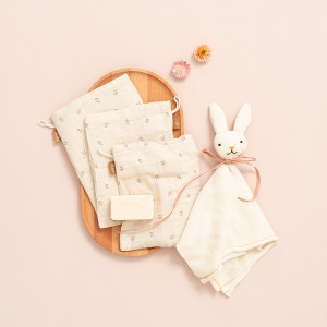 Doudou plat en tricot coton bio "Lapin" Fresk