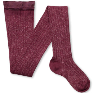 Collants fille en coton égyptien et Lurex Amélie "Raisin Rose" Collégien