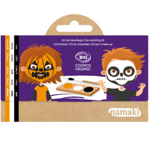 Palette de Déguisement enfant BIO 3 fards "Citrouille & Squelette" Nakami