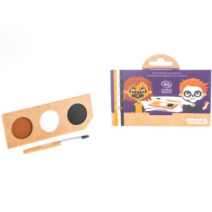 Palette de Déguisement enfant BIO 3 fards "Citrouille & Squelette" Nakami
