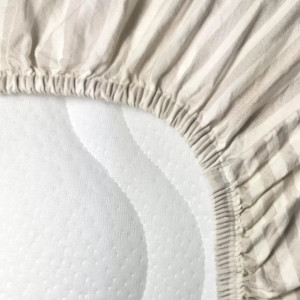 Drap housse bébé 60x120 en percale de coton bio "Rayure Lin" Kadolis