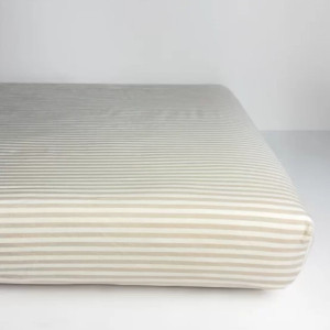Drap housse 70x140 en percale de coton bio "Rayure Lin" Kadolis