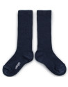Chaussettes hautes enfant en laine mérinos et maille ajourée Adèle "Nuit Etoilée"