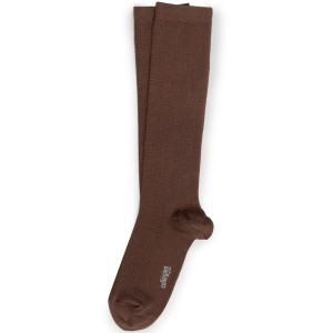 Chaussettes hautes enfant en laine mérinos et maille ajourée Adèle "Chocolat au lait"