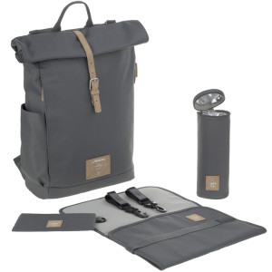 Sac à langer à dos mixte en PET recyclé "Rolltop Anthracite" Lassig