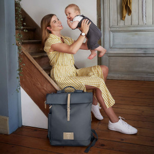 Sac à langer à dos mixte en PET recyclé "Rolltop Anthracite" Lassig