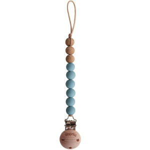 Attache tétine en bois et silicone Eva "Cadet Blue" Mushie