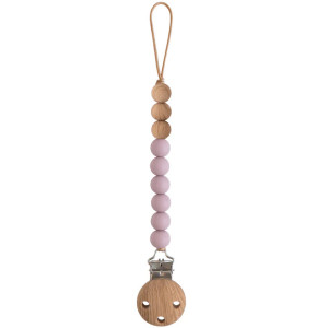 Attache tétine en bois et silicone Eva "Cloudy Mauve" Mushie
