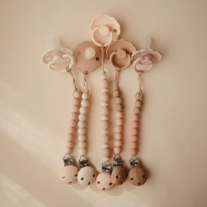 Attache tétine en perles de silicone Luna "Blush" Mushie