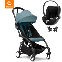 Poussette YOYO³ 6+ Châssis Noir "Aqua" + siege auto Cybex Cloud T i-SIZE + adaptateurs