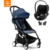 Poussette YOYO³ 6+ Châssis Noir "Bleu Air France" + siege auto Cybex Cloud T i-SIZE + adaptateurs