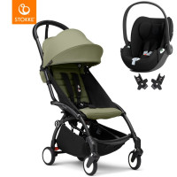Poussette YOYO³ 6+ Châssis Noir "Olive" + siege auto Cybex Cloud T i-SIZE + adaptateurs