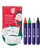Set de 4 feutres effaçables + 24 Motifs pour vitres "Noël"