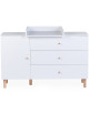 Commode 3 tiroirs + plan à langer en bois "Wonder White"