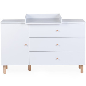Commode 3 tiroirs + plan à langer en bois "Wonder White" Childhome