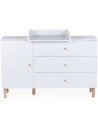 Commode 3 tiroirs + plan à langer en bois "Wonder White"