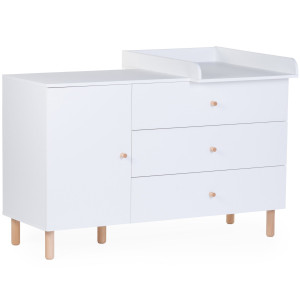 Commode 3 tiroirs + plan à langer en bois "Wonder White" Childhome