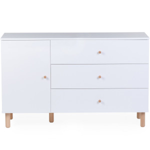 Commode 3 tiroirs + plan à langer en bois "Wonder White" Childhome