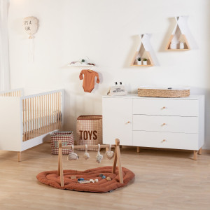 Commode 3 tiroirs + plan à langer en bois "Wonder White" Childhome