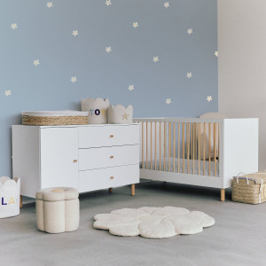 Commode 3 tiroirs + plan à langer en bois "Wonder White" Childhome