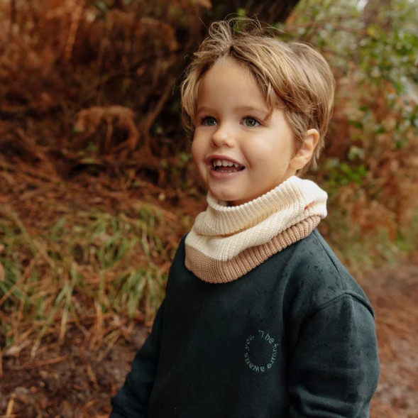Tour de cou enfant en coton bio et polaire Snood Cocoon "Sandy" (6/10 ans)