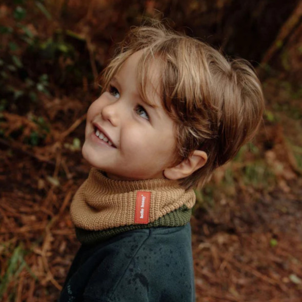 Tour de cou enfant en coton bio et polaire Snood Cocoon "Pistachio"  (6/10 ans)