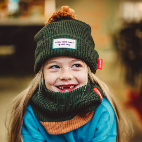 Tour de cou enfant en coton bio et polaire Snood Cocoon "Forest " (6/10 ans)