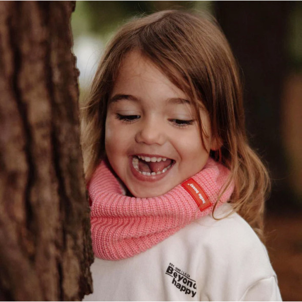 Tour de cou enfant en coton bio et polaire Snood Cocoon "Pink" (6/10 ans)