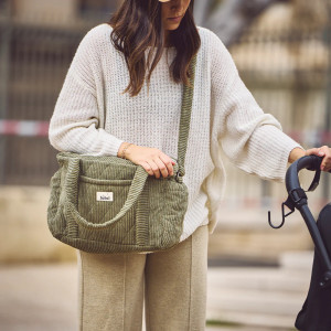 Sac à langer Middle en velours "Kaki" Bebel