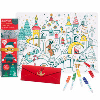 Set de table à colorier en silicone "Le Village de Noël" + Feutres + Lettre au Père Noël
